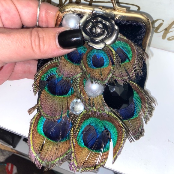 “ROYALTY”Mini Peacock Feath. Coin Purse/Pill “Box” - Picture 6 of 13